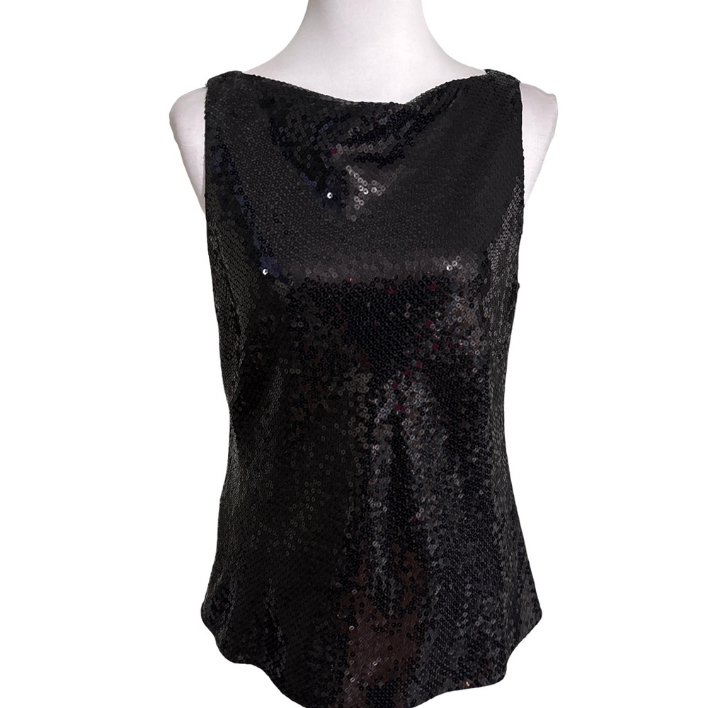 Ann Taylor Black Sequin Sleeveless Blouse